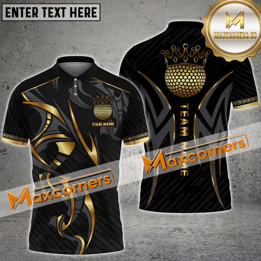 Maxcorners Customized Name Golf Crown Premium Ball Pattern Multicolor Option 3D Polo Shirt