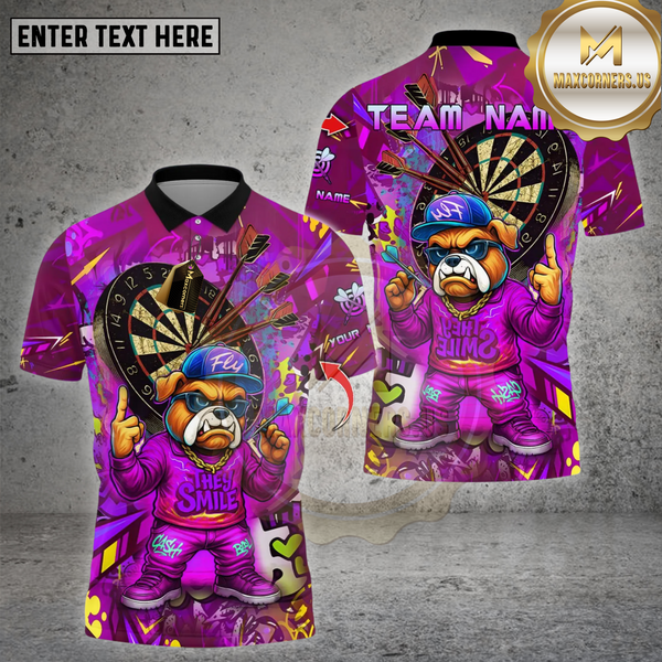 Maxcorners Darts Shirt Graffiti Bulldog Gang Style  Multioptions Personalized Name, Team Name Unisex 3D Shirt (4 Colors)