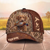 Maxcorners Hunting Dog Pheasant Hunter Zipper Leather Cattails Personalized Name 3D Cap