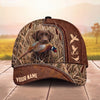 Maxcorners Hunting Dog Pheasant Hunter Zipper Leather Cattails Personalized Name 3D Cap