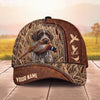 Maxcorners Hunting Dog Pheasant Hunter Zipper Leather Cattails Personalized Name 3D Cap