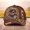Maxcorners Hunting Dog Pheasant Hunter Zipper Leather Cattails Personalized Name 3D Cap