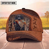 Maxcorners Hunting Dog Bird Hunting Pheasant In Mouth Leather Patch Reeds Personalized Name 3D Cap