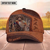 Maxcorners Hunting Dog Bird Hunting Pheasant In Mouth Leather Patch Reeds Personalized Name 3D Cap