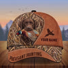 Maxcorners Hunting Dog Pheasant In Mouth Leather Camo Cattails Personalized Name 3D Cap