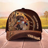 Maxcorners Hunting Dog Pheasant Hunting Zipper Detail Leather Flying Ducks Personalized Name 3D Cap