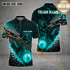 Maxcorners Bowling Ball & Pins The Fire Dragon Bowling Ball Pattern Personalized Name, Team Name 3D Polo Shirt (4 Colors)