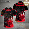 Maxcorners Bowling Ball & Pins The Panther Bowling Ball Pattern Personalized Name, Team Name 3D Polo Shirt (4 Colors)