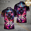 Maxcorners Bowling Ball & Pins The Panther Galaxy Bowling Ball Pattern Personalized Name, Team Name 3D Polo Shirt (4 Colors)