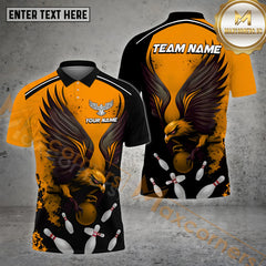 Maxcorners Eagle Bowling Ball & Pins Eagle And Bowling Ball Personalized Name, Team Name 3D Polo Shirt (4 Colors)