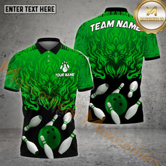 Maxcorners The Eagle Bowling Ball & Pins Personalized Name, Team Name 3D Polo Shirt (4 Colors)