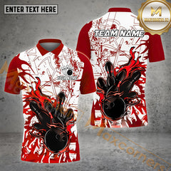 Maxcorners The Wave And Bowling Ball & Pins Personalized Name, Team Name 3D Polo Shirt (4 Colors)