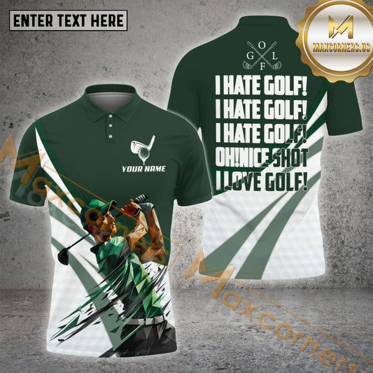 Maxcorners Funny Quotes I Hate Golf Pattern Golf Ball Multicolor Options Personalized Name, Team Name 3D Shirt (4 Colors)