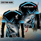 Maxcorner Chinook Fishing Sun Protection Jersey Blue Pattern Personalized Name And Team Name Long Sweat Shirt