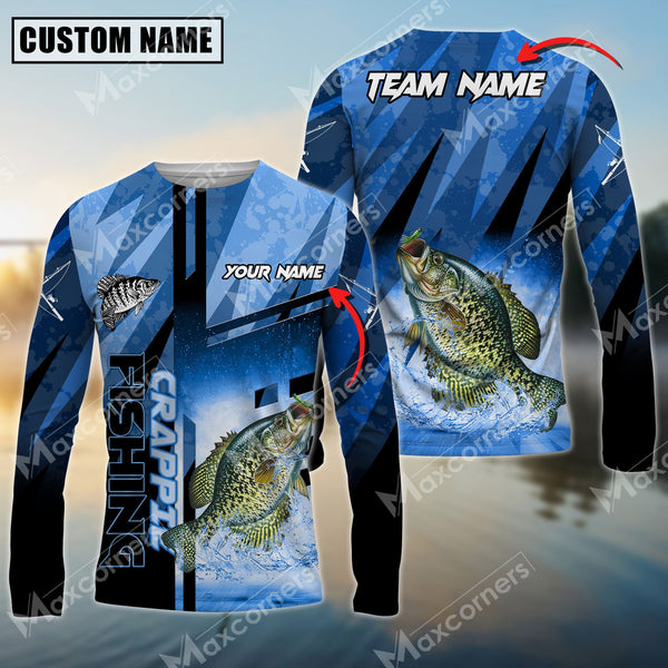 Maxcorner Crappie Fishing Sun Protection Sport Jersey Pattern Personalized Name And Team Name Long Sweat Shirt