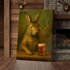 Maxcorners Rabbit Smoking Cigar with Beer Rustic Bar Art Wrapped Canvas