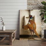 Maxcorners Funny Pheasant Holding Beer Bathroom Humor Rustic Art Wrapped Canvas