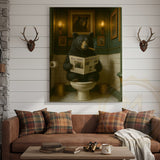 Maxcorners Funny Bear Reading Newspaper Rustic Bathroom Wall Art Wrapped Canvas