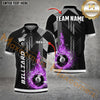 Maxcorners Billiard Grey Line Fire 8 Ball Pattern Personalized Name, Team Name 3D Polo Shirt (4 Colors)