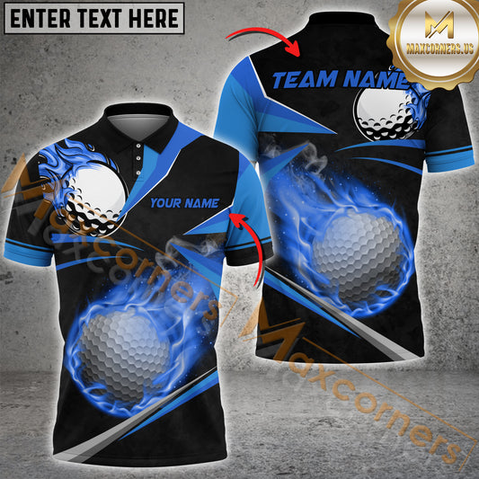 Maxcorners Golf Ball Fire Flame Multicolor Options Personalized Name, Team Name 3D Shirt (4 Colors)