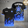 Maxcorners Pickleball Ball Fire Pattern Customized Name, Team Name 3D Shirt (4 colors)