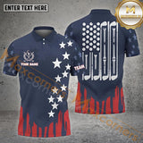 Maxcorners Golf USA Flag Pattern Customized Name, Team Name 3D Polo Shirt