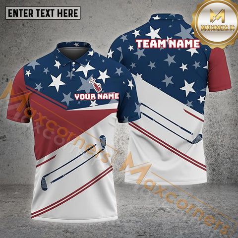 Maxcorners Golf Pride Of America Multicolor Option Customized Name, Team Name 3D Polo Shirt