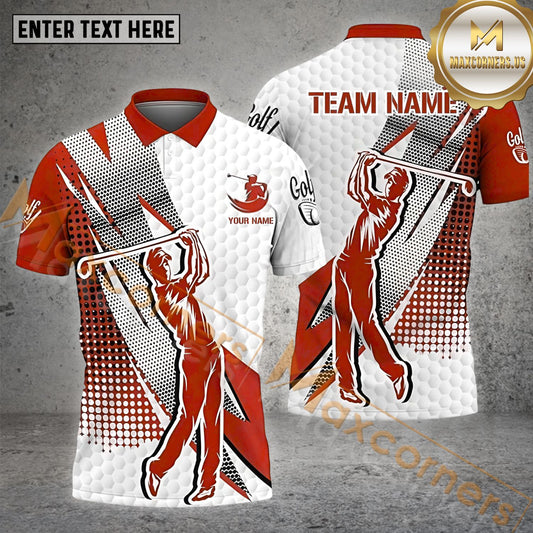 Maxcornera Dot Pattern Golf Customized Name Golf Player Multicolor Sport Jersey Pattern Custom 3D Polo Shirt (4 Colors)