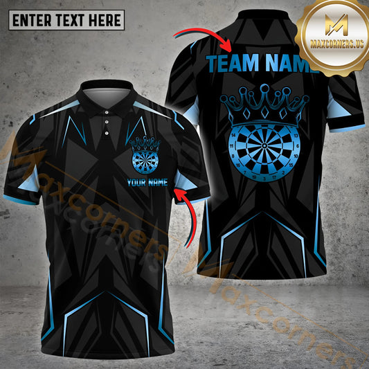 Maxcorners Darts Crown King Premium Pattern Multicolor Options Personalized Name, Team Name 3D Polo Shirt (4 Colors)