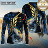 Maxcorners Saltwater Fish Fishing Gold Smoke Premium Sport Style Personalized Name, Team Name Long Sleeve Shirt (6 Breeds)