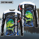 Maxcorner Mahi-Mahi Fishing With Bait Blue Jersey Sport  Sun Protection Personalized Name And Team Name Long Sweat Shirt