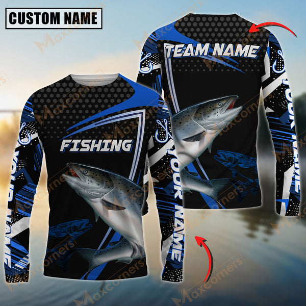 Maxcorner Chinook Fishing Blue Jersey Sport Sun Protection Personalized Name And Team Name Long Sweat Shirt