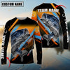 Maxcorner Fishing Blue Orange Line Jersey Sport Sun Protection Personalized Name And Team Name Long Sweat Shirt (6 Fish Species)