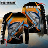 Maxcorner Fishing Blue Orange Line Jersey Sport Sun Protection Personalized Name And Team Name Long Sweat Shirt (6 Fish Species)