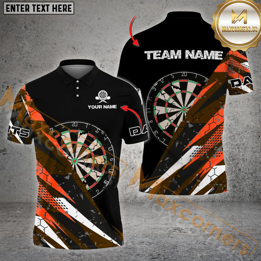 Maxcorners Darts Dartboard Cracked Multicolor Options Personalized Name, Team Name 3D Polo Shirt (4 Colors)