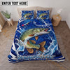 Maxcorners Fishing Blue Water Splash Personalized Name Unisex 3D Bedding Set