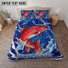Maxcorners Fishing Blue Water Splash Personalized Name Unisex 3D Bedding Set