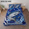 Maxcorners Fishing Blue Water Splash Personalized Name Unisex 3D Bedding Set