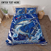 Maxcorners Fishing Blue Water Splash Personalized Name Unisex 3D Bedding Set