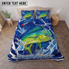 Maxcorners Fishing Blue Water Splash Personalized Name Unisex 3D Bedding Set