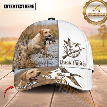 Maxcorners Duck Hunter Dog Waterfowl Retriever Marsh Scene Multiple Options Personalized Name Hunting Cap