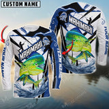 Maxcorner Mahi-mahi Fishing Jersey Blue Line Pattern Personalized 3D Long Sleeve Shirt