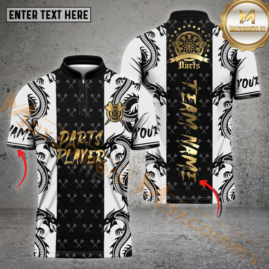 Maxcorners Darts For Team Design Dragon Pattern Option Customized Name 3D Shirt (4 Colors)
