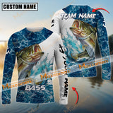 Maxcorner Bass Fishing Blue Sea Water Sun Protection Personalized Name And Team Name Long Sweat Shirt