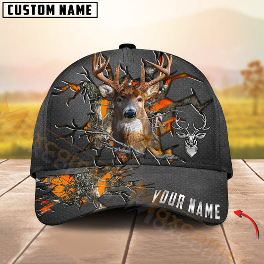 Maxcorners Deer Hunting Cap Crack Camo Forest Personalized Name 3D Cap (4 Colors)