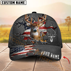 Maxcorners Deer Hunting Cap Crack Flag Personalized Name 3D Cap (4 Colors)