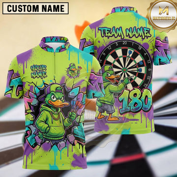 Maxcorners Darts Cool Streetwear Graffiti Waterfowl Character Hoodie Cap Gold Chain Darts Dartboard Brick Wall Splatter 180 Points Multi Options Personalized Name, Team Name Unisex 3D Shirt