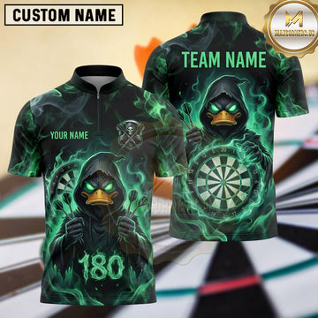 Maxcorners Darts Grim Reaper Hooded Waterfowl Character Glowing Eyes Darts Dartboard Target Bullseye 180 Points Smoke Aura Multi Options Personalized Name, Team Name Unisex 3D Shirt