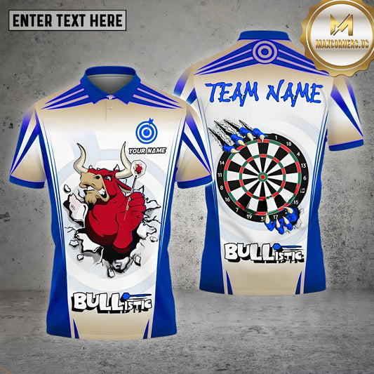 Maxcorners Personalized Darts Bullistig Reg Personalized Name, Team Name 3D Polo Shirt (4 Colors)