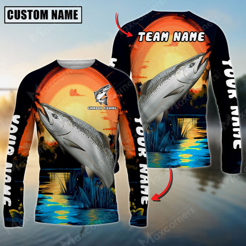 Maxcorner Chinook Fishing Twilight Personalized 3D Long Sleeve Shirt